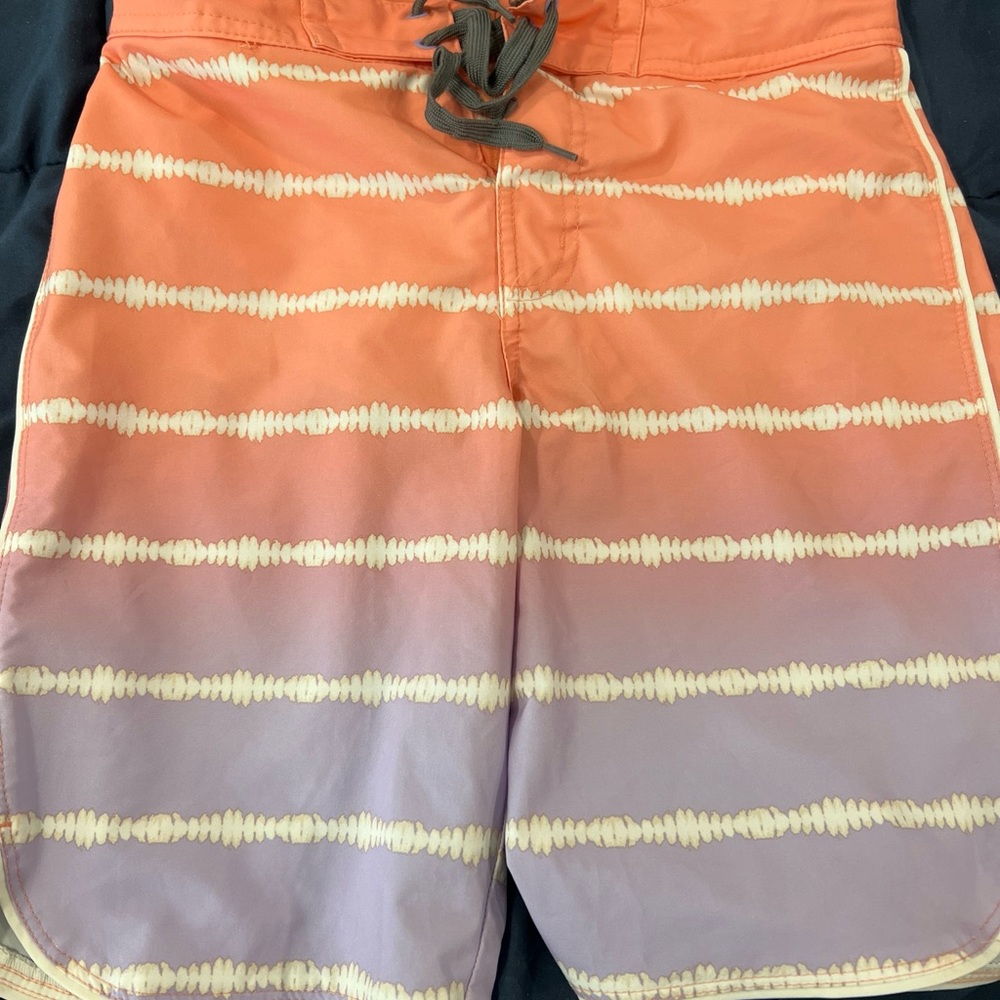 Art Class Orange and Purple Swim Trunks with Gradient Design